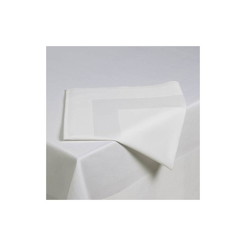 Set of 6 Napkins 55x55cm White Satin Band - 100%