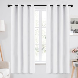 Deconovo Room Darkening Curtains, Window Drapes with Line Foil Print for Loft, Grommet Home Decor Panels, Pure White, 52W x 72L Inch, 2 Panels