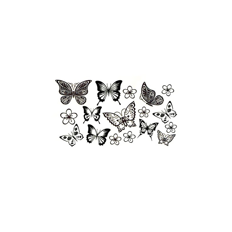 EROSPA® Temporary Tattoo Sheet / Sticker - Butterflies / Flowers
