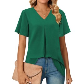 MixShe Womens Tops Dressy Casual Spring St. Patrick's Day Fashion 2024 Short Sleeve Summer Tops V Neck T Shirts Trendy Clothes Ladies Outfits Tshirts Green Small