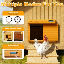 Automatic Chicken Coop Door, LCD Display Chicken Door with Anti-Pinch Feature, Auto Chicken Coop Door with Timer & Light Sensor