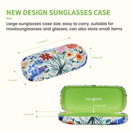 molshine Hard Shell Sunglasses Case, Portable Large Glasses Case with Cloth for Women Men Travel Work, Yellow flower