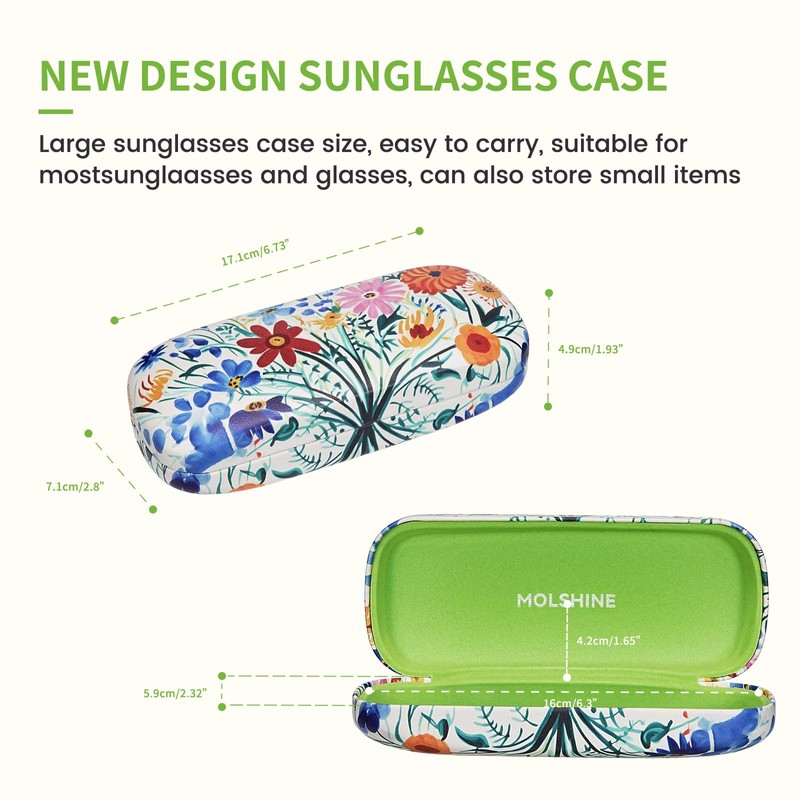 molshine Hard Shell Sunglasses Case, Portable Large Glasses Case with