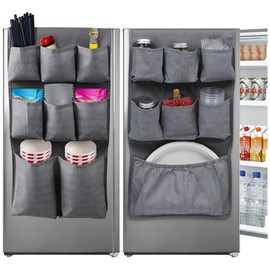 Ruiqas Over The Fridge Storage Organizer, Mini Fridge Organizer Caddy with 15 Pockets, 65x12. 6" Fridge Dust Cover for Paper, Flatware, Cutlery, Spice Storage, Dorm Essentials