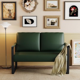 HAOBO Home Loveseat Couch Bench Settee for Living Room, Upholstered Small Sofa Couch PU Leather Banquette Lounge Bench for Dining Room Bedroom Funiture