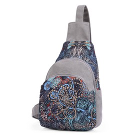 Black Butterfly Premium Canvas Chest Bag, Crossbody Shoulder Bag, Chest Pack for Fashion and Small (Light gray)