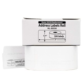 HOUSELABELS Compatible DYMO 30330 Address Labels (3/4" x 2") Compatible with Rollo, DYMO LW Printers, 1 Roll / 500 Labels per Roll