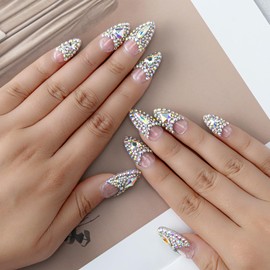 TENACIOUS & LOUCIA Handmade press on nails short, hand made nails short,fake nails,nails press ons,french tip press on nails,uñas postizas,press ons,false nails,press on nail kit (LH7 Short Almond M)