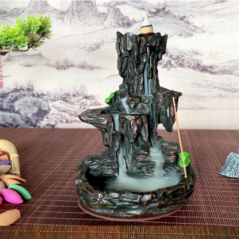 XUDREZ Mountain Waterfall Backflow Incense Burner, Incense Holder Censer with