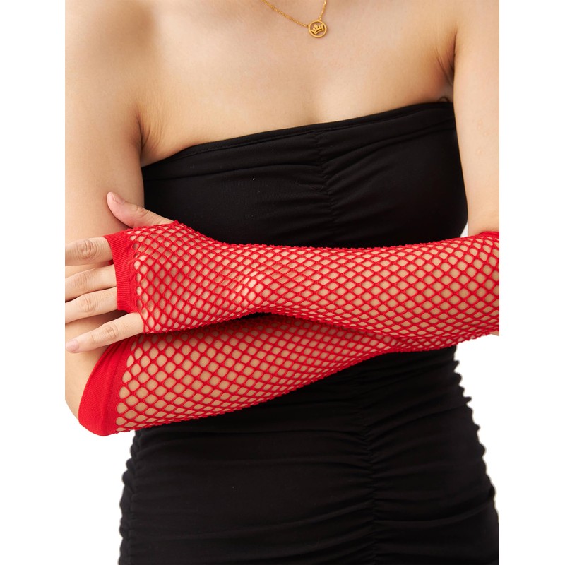 OTPEH Lone Fishnet Gloves Fingerless For Women Fish Net Arm