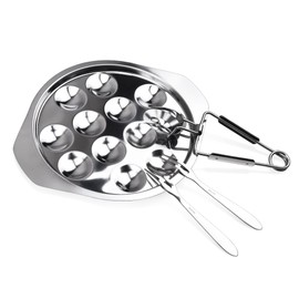 StnKitchExplor 4pcs Set of Escargot Tool Stainless Steel Snail 4 Pes Set Of Escargot Plate 12 Holes with Escargot tong and Escargot fork for Kitchen Restaurant - best kitchen gift