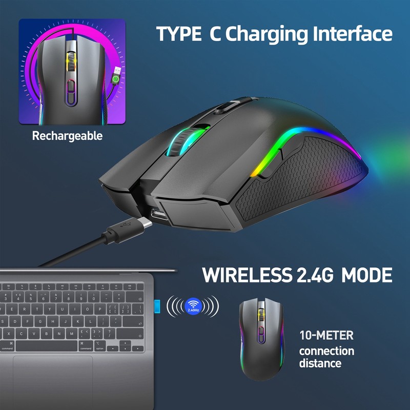 Wireless Mouse 2.4G USB Receiver 800 to 4800 DPI Ergonomic