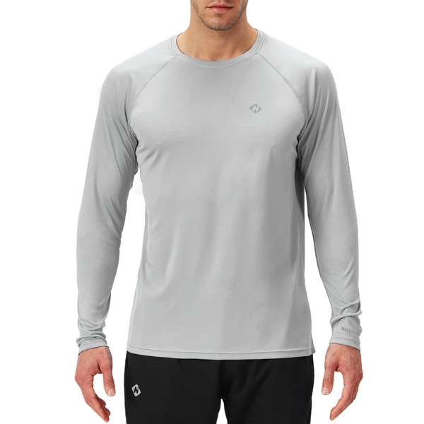 NAVISKIN Men's Sun Protection UPF 50+ UV Outdoor Long Sleeve Shirts Grey Size L