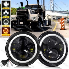 Unbranded 2x New For Mack R Series 7''Inch Round LED Headlights Sealed Hi/Lo Beam with DRL