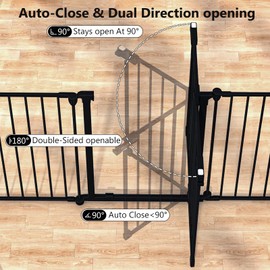 Mumeasy 150" Extra Wide Baby Gate, Play Yard Child Safety Gate, Dog Gates with Auto-Close Door, Double Locking System for The House Doorways, Fireplace, Kitchen, 6-Panels, 29" Tall