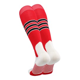 TCK Baseball Stirrup Socks Pattern D (Scarlet/White/Black, Medium)