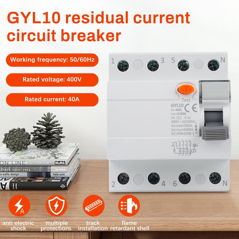 DEWIN GYL10 FI Circuit Breaker 40A 30mA 4-Pin RCCB Residual