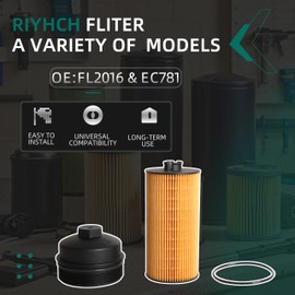 Riyhch FL2016 & EC781 Oil Filter Cap Set Fit for Ford Motorcraft F250 F350 F450 F550 Super Duty 6.0L 6.4L Powerstroke, for Excursion 2003-2005 1840754C91 3C3Z-6766-CA 3C3Z6731AA