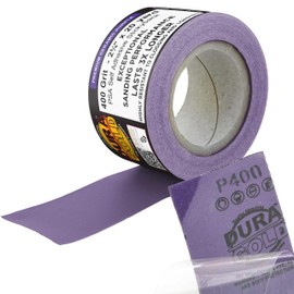 Dura-Gold Premium 400 Grit PSA Purple Film Ceramic Longboard Sandpaper, 2-3/4" Wide Continuous 20 Yard Roll - Self Adhesive Stickyback for Auto & Wood Air File Long Board Sanders, Hand Sanding Blocks
