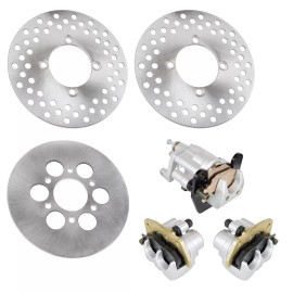 Caltric Front Rear Brake Caliper Disc Rotor W/Pad for Yamaha Rhino 660 YXR660 4X4 04-07