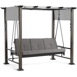 Garden Winds Custom Fit Replacement Canopy Top Cover Compatible with The Broyhill Pergola Daybed Swing – Classic Stone Slate Gray, Riplock 350