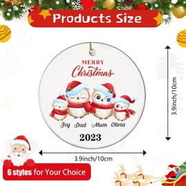 BTORER 2023 Family Christmas Ornament - Cute Family of 2/3/4 Christmas Tree Ornament - Decorative Hanging Ornaments - Keepsake Gifts Parents with Kids Xmas Tree Hanging Decoration