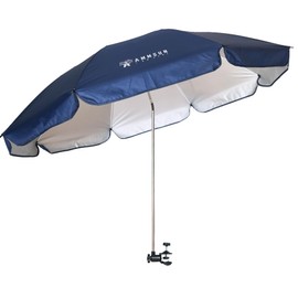 AMMSUN XL Chair Umbrella with Universal Clamp Adjustable 52 inches and 360-degree Swivel UPF 50+, Portable Clamp on Camping or Beach Chair, Stroller, Wheelchair, Golf cart, Navy Blue, Large-sized