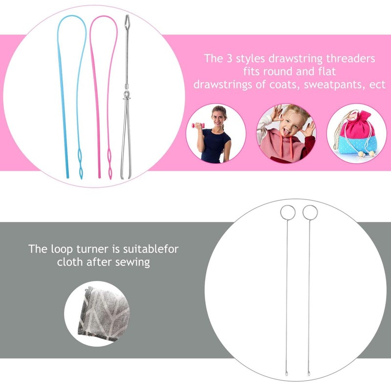 6 Pcs Flexible Drawstring Threader Tool Sewing Loop Kit, Loop
