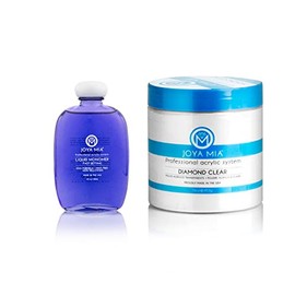 Joya Mia 4oz LIQUID MONOMER and Diamond Clear Acrylic Powder Combo Set - Made in USA (16oz)