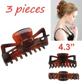 Unbranded 3 pcs Women Large Hair Claw Clip 4.3″ Jumbo Hair Clips Hair Barrette Jaw Clamp