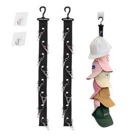 LBJFYHJN Pack of 2 cap holder wall hanging, stand for baseball caps, hat storage, no assembly required, cap holder, contains 16 metal clips, portable and versatile