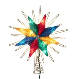 Kurt S. Adler 9.5-Inch UL 10-Light 8-Point Capiz Multi-Color Star Treetop Tree Topper