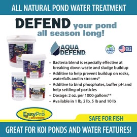 EasyPro AQD1 Aqua Defend All Natural Pond Water Treatment - 1 lb Jar Additive to Bind phosphates, Buffer pH and Help Settling of Particles