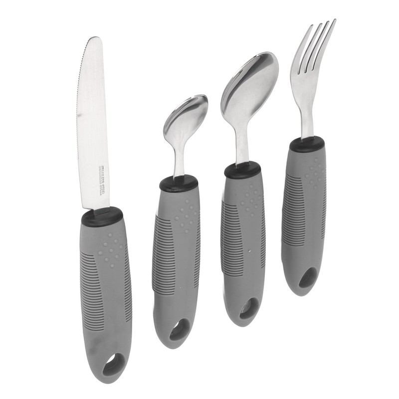 4Pcs Adaptive Utensils Weighted Non Slip Rubber Handle for Hand