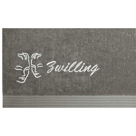 Lashuma Linz Embroidered Towel 70 x 200 cm with Zodiac Sign Gemini Grey / Dark