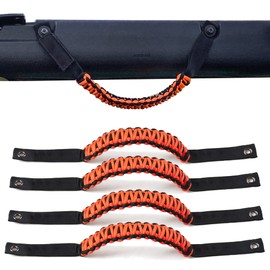 RERPRO 4 Pack Grab Handles for Ford Bronco Accessories 2021 2022 2023 2024 2025 2 Door 4 Door Interior Paracord Roll Bar Grip Door Handle No Embroidery Orange