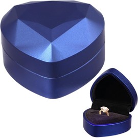Engagement Ring Box Jewellry Display Gift Boxes Heart Shaped Ring Case for Proposal Wedding Anniversary (Blue, One size)