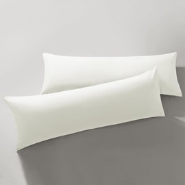 MILVOWOC - Juego de 2 fundas de almohada de microfibra cepillada, 20 x 48 pulgadas, funda de almohada blanca antideslizante con absorción de humedad y antiarrugas