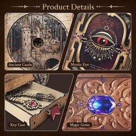 Dibetoy 3D Wooden Puzzles for Adults,DIY Book Nook Kit,Mechanical Treasure Puzzle,Trading Card Storage Box with Lock,3 in 1,DIY Building Mechanical Model Kit for Hobby Enthusiasts