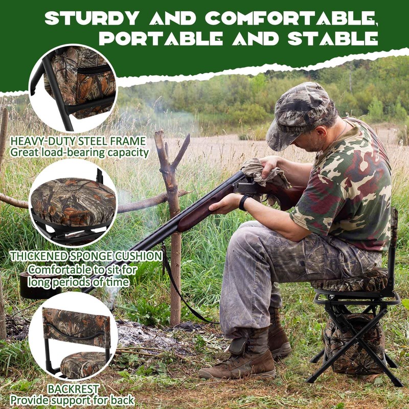 Briwooody 2 Set 360 Degree Swivel Hunting Chairs for Ground