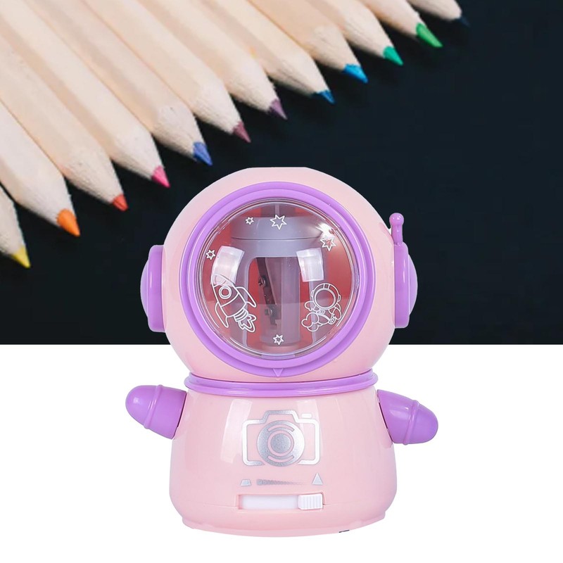 Spaceman Pencil Sharpeners Cartoon Cute Safe Flexible Electric Pencil Sharpener