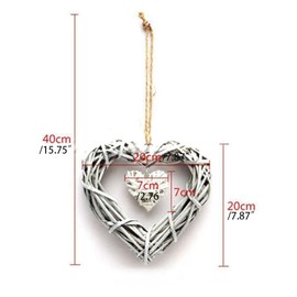 zaoalife Valentines Wreath, Heart Shape Wicker Woven Wreaths,Heart Shaped Wreath Sign Wall Decor,Rattan Heart Wreath for Front Door Heart Wreath