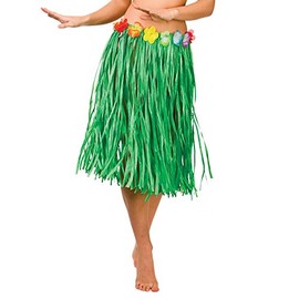 Hawaiian Grass Hula Style Skirt 60cm Long Green Fancy Dress Luau Beach Party