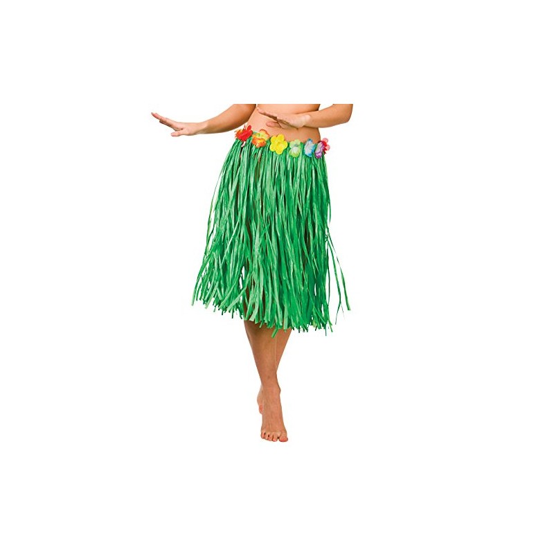 Hawaiian Grass Hula Style Skirt 60cm Long Green Fancy Dress