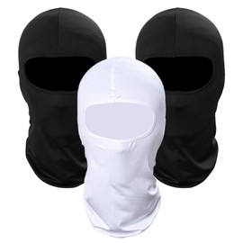 Pukavt 3 Pack Balaclava Face Mask, Ski Mask for Men Women, UV Protector Windproof Scarf for Motorcycle Snowboard Cycling 2 Black 1 White