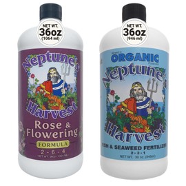Neptune's Harvest Organic Plant Fertilizer | Liquid Fertilizer for Lawn, Garden & Houseplant | Rich in Essential Nutrients | Rose & Flowering 2-4-2 (Quart) + Fish & Seaweed Plant Food 2-6-4 (Quart)