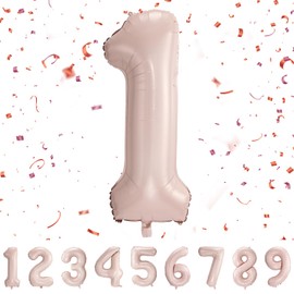 Number Balloons 1,Pastel Pink Balloons 1 for Birhtday Party Decoration,40 Inch Giant Helium Foil Number Balloons for Boys Girls 1th Birthday Party Decor Anniversary Party Decorations Supplies