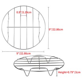 TamBee 9 Inch Cooking Rack Round 304 Stainless Steel Baking and Cooling Steaming Rack w Stand Cookware Fit for Air Fryer Pressure Cooker Canning Set of 2