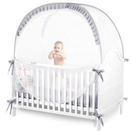 JOINSI Safety Crib Tents to Keep Toddler in, Pop Up Baby Mosquito Net Cover Bed Canopy for Infant
