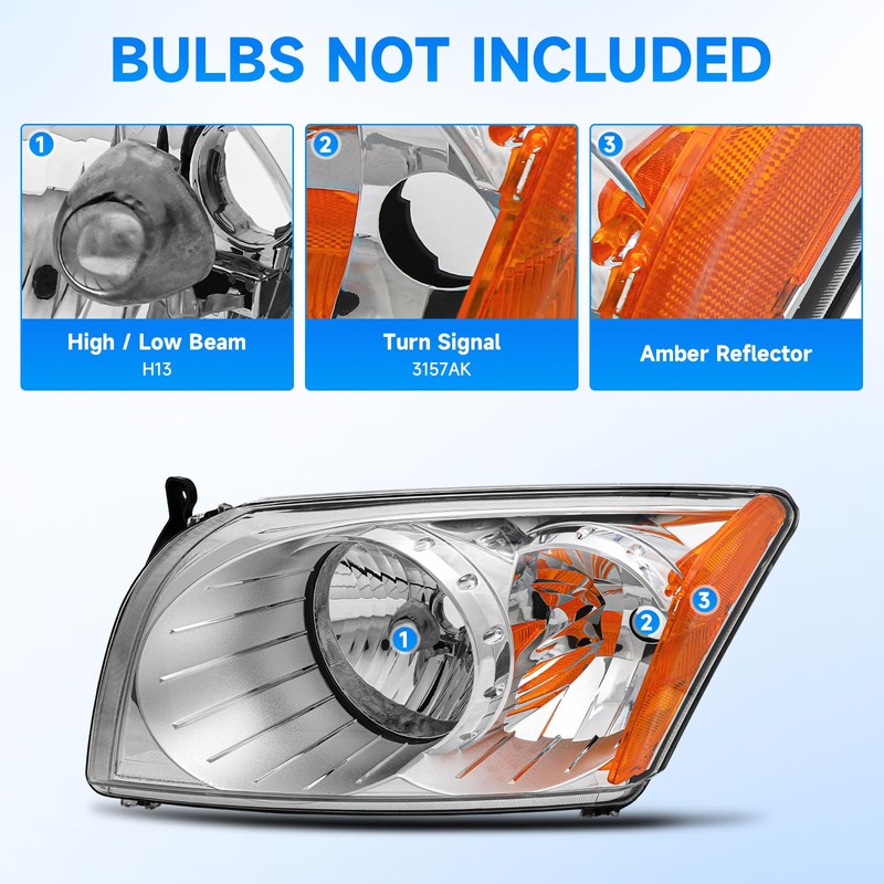 ELH Headlight Assembly Fit For 2007-2012 Dodge Caliber 2007 2008